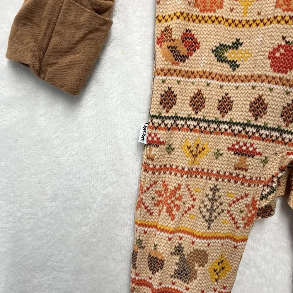 Little Sleepies Harvest Fair‎ Isle Sleeper Baby Sz 0-3m Fall Forest Acorn Leaves